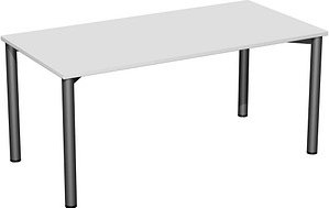Thumbnail - geramöbel Flex Schreibtisch lichtgrau, anthrazit rechteckig, 4-Fuß-Gestell grau 160,0 x 80,0 cm