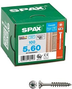 Thumbnail - SPAX® Fassadenschrauben T20 Linsensenkkopf A2 25170005006021 5 mm x 60 mm, 100 St.