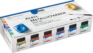 KREUL Metallicfarben Basis Acrylfarben farbsortiert, 6 St.