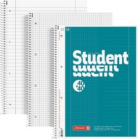 BRUNNEN Collegeblock Student DUO liniert und kariert DIN A4 mit Randlinie (innen und außen), 5 St.