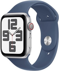 Apple Watch SE 44 mm Aluminium (GPS+Cellular) Sportarmband M/L denim, silber