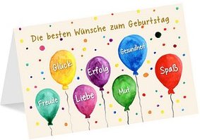 LUMA Geburtstagskarte Bunte Luftballons DIN B6, 1 St.