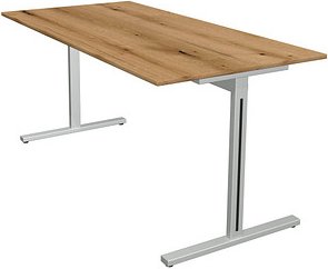 Kerkmann Form 1 Schreibtisch eiche rechteckig, T-Fuß-Gestell silber 160,0 x 80,0 cm