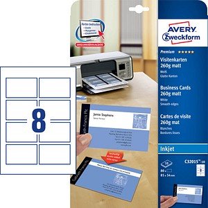 Thumbnail - 80 AVERY Zweckform Visitenkarten C32015-10 matt weiß 260 g/qm