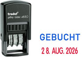 trodat Datumstempel mit Text "Gebucht" printy-dater 4850/L selbstfärbend blau rot, 1 St.