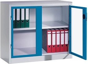 CP Stahlschrank 8821-055 S10201 lichtgrau, lichtblau, Acrylglas 1 Fachboden 93,0 x 50,0 x 100,0 cm, aufgebaut, 1 St.