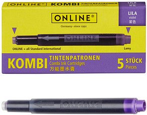 ONLINE® Tintenpatronen für Füller 17143/12 lila, 5 St.