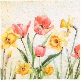 PAPSTAR Servietten Tulips & Daffodils Blumen- und Blüten 100 St.
