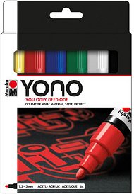Thumbnail - Marabu YONO Basic Acrylstifte-Set farbsortiert 1,5 - 3,0 mm, 6 St.