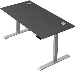Thumbnail - Kerkmann Move 2 Plus elektrisch höhenverstellbarer Schreibtisch anthrazit rechteckig, T-Fuß-Gestell silber 160,0 x 80,0 ...