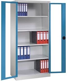 CP Stahlschrank 8920-055 S10118 lichtgrau, lichtblau, Acrylglas 4 Fachböden 93,0 x 40,0 x 195,0 cm, aufgebaut, 1 St.
