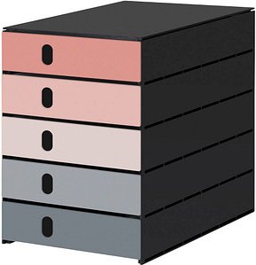 styro Schubladenbox styroval pro Emotions Advent rosa, grau 14-8000.AD, DIN A4 mit 5 Schubladen