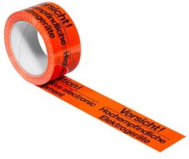 SUPRA Warnklebeband Vorsicht! Hochempfindliche Elektrogeräte leuchtorange 50,0 mm x 66,0 m 1 Rolle