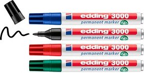 edding 3000 Permanentmarker farbsortiert 1,5 - 3,0 mm, 4 St.