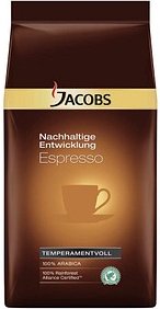 JACOBS Nachhaltige Entwicklung - Espresso Espressobohnen, Arabicabohnen kräftig, 1,0 kg