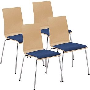 Thumbnail - Nowy Styl Schalenstühle Cafe VII buche, blau Holz, 4 St.