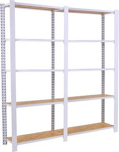 Thumbnail - Simonrack Weitspannregal OFFICLICK 8425437127335 weiß, braun 160,0 x 30,0 x 210,0 cm