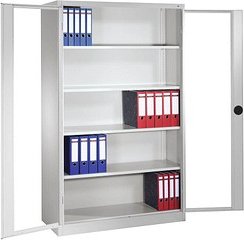 CP Stahlschrank 8930-055 S10098 lichtgrau, Acrylglas 4 Fachböden 120,0 x 40,0 x 195,0 cm, aufgebaut, 1 St.