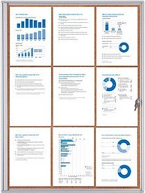 Showdown® Displays Schaukasten Economy XS Kork silber 9x DIN A4 71,1 x 2,6 x 96,3 cm, 1 St.