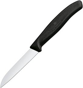 VICTORINOX Küchenmesser silber, schwarz glänzend, poliert, Klinge: 8,0 cm, 1 St.