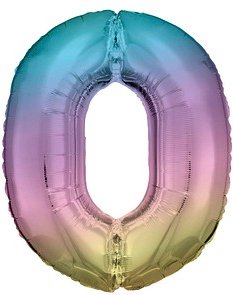 amscan® Folienballon Zahl 0 regenbogen, 1 St.