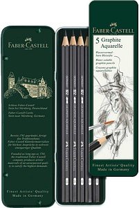 Thumbnail - FABER-CASTELL Graphit Aquarelle Bleistifte HB, 2B, 4B, 6B, 8B schwarz, 5 St.