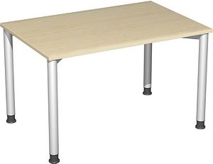 Thumbnail - geramöbel Flex höhenverstellbarer Schreibtisch ahorn, silber rechteckig, 4-Fuß-Gestell silber 120,0 x 80,0 cm