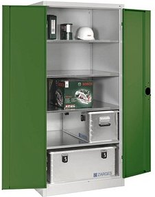 CP Stahlschrank 8924-052 S10087 lichtgrau, rededagrün 4 Fachböden 93,0 x 80,0 x 195,0 cm, aufgebaut, 1 St.