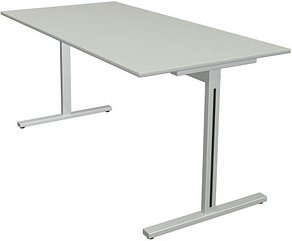 Kerkmann Form 1 Schreibtisch lichtgrau rechteckig, T-Fuß-Gestell silber 160,0 x 80,0 cm