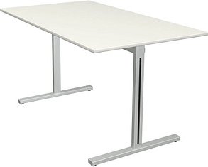 Kerkmann Form 1 Schreibtisch weiß rechteckig, T-Fuß-Gestell silber 140,0 x 80,0 cm
