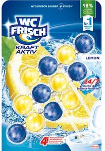 WC FRISCH KRAFT AKTIV WC-Duftspüler Lemon, 3x 50,0 g