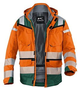 Thumbnail - KÜBLER® unisex Warnjacke Winter REFLECTIQ orange, moosgrün Größe M