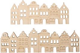 Thumbnail - Rayher Dekoartikel natur Holzleiste Nordic Häuser 2 St.