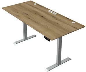 Thumbnail - Kerkmann Move 1 plus elektrisch höhenverstellbarer Schreibtisch eiche rechteckig, T-Fuß-Gestell grau 180,0 x 80,0 cm