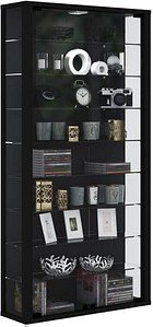 VCM my home Vitrosa Maxi Vitrine schwarz 8 Fachböden mit Beleuchtung