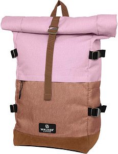 Walker Schulrucksack Roll-Up Two Kunstfaser beige/rosa 30 l