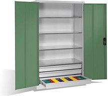 CP Metallschrank 8932-503 S10244 lichtgrau, rededagrün 4 Fachböden 120,0 x 60,0 x 195,0 cm, aufgebaut, 1 St.