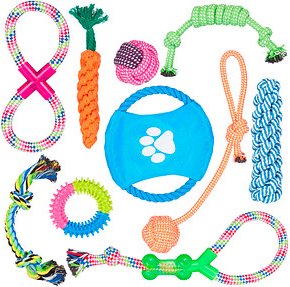 Thumbnail - relaxdays Hundespielzeug-Set mehrfarbig, 10 St.