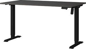 GERMANIA Adrano höhenverstellbarer Schreibtisch grafit rechteckig, T-Fuß-Gestell schwarz 140,0 x 80,0 cm