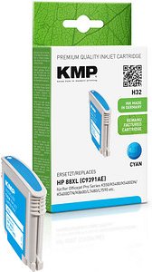 KMP H32 cyan Druckerpatrone kompatibel zu HP 88XL (C9391AE)