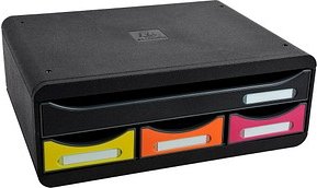Thumbnail - Exacompta TOOLBOX Regenbogen, Ablagemodul A4+ mit 4 Schubladen, 27 cm tief, 13,5 cm hoch, stapelbar, 25 Jahre