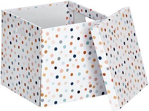 Zeller Dots Aufbewahrungsbox weiß, mit Punkten 33,5 x 33,0 x 32,0 cm