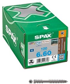 SPAX® Terrassenschrauben T25 Zylinderkopf Edelstahl A2 0538000600603 6 mm x 60 mm, 100 St.