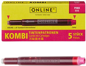 ONLINE® Tintenpatronen für Füller 17175/12 pink, 5 St.