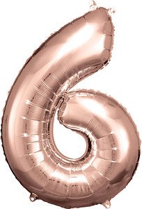 amscan® Folienballon Zahl 6 rosé, 1 St.