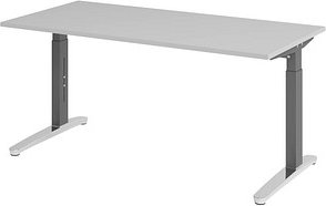 HAMMERBACHER VXB016 höhenverstellbarer Schreibtisch lichtgrau rechteckig, C-Fuß-Gestell grau 160,0 x 80,0 cm