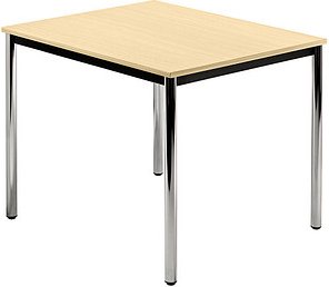 HAMMERBACHER Konferenztisch VDR08 ahorn quadratisch, Rundrohr chrom, 80,0 x 80,0 x 72,0 cm