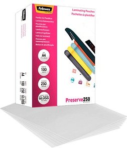 100 Fellowes Preserve250 Laminierfolien glänzend für A4 250 micron