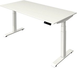 Thumbnail - Kerkmann Move 4 elektrisch höhenverstellbarer Schreibtisch weiß rechteckig, T-Fuß-Gestell weiß 160,0 x 80,0 cm