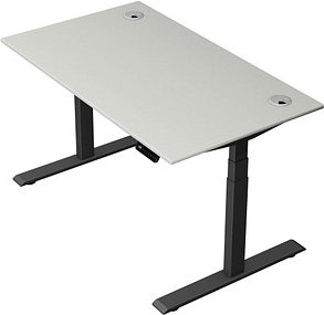 Thumbnail - Kerkmann Move 2 Plus elektrisch höhenverstellbarer Schreibtisch lichtgrau rechteckig, T-Fuß-Gestell anthrazit 140,0 x 80...